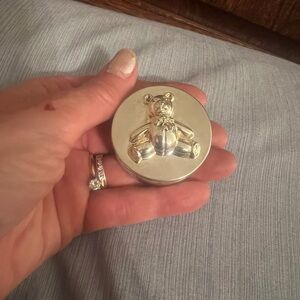 First Curl Vintage Silver Metal Baby Trinket Box, baby's first curl, good cond.